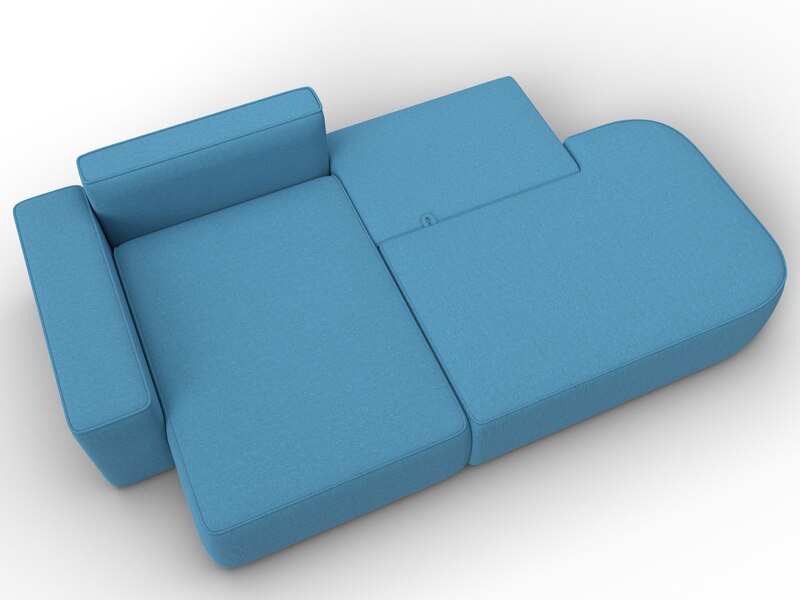 Диван угловой Лига-065 угол левый, Рогожка, Амур 10 голубой