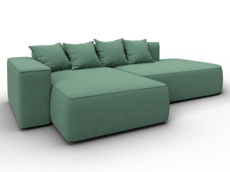 Диван угловой Лига-065 угол левый, Рогожка, Амур 11 зеленый