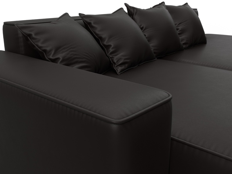 Диван угловой Лига-065 угол левый, Экокожа, GRIFON 12 коричневый