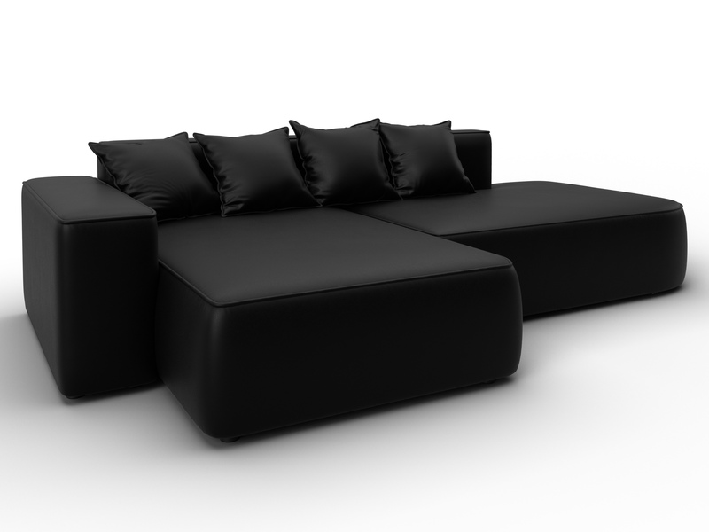 Диван угловой Лига-065 угол левый, Экокожа, GRIFON 18 черный