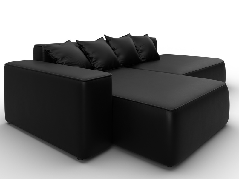 Диван угловой Лига-065 угол левый, Экокожа, GRIFON 18 черный