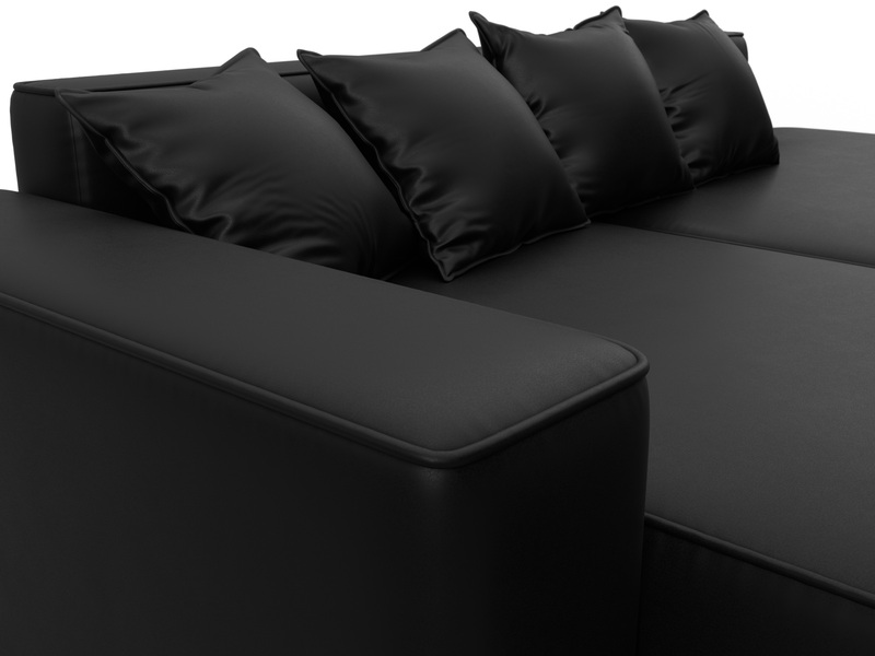 Диван угловой Лига-065 угол левый, Экокожа, GRIFON 18 черный