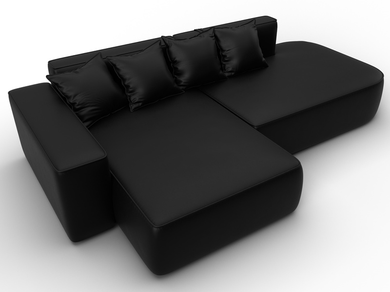 Диван угловой Лига-065 угол левый, Экокожа, GRIFON 18 черный