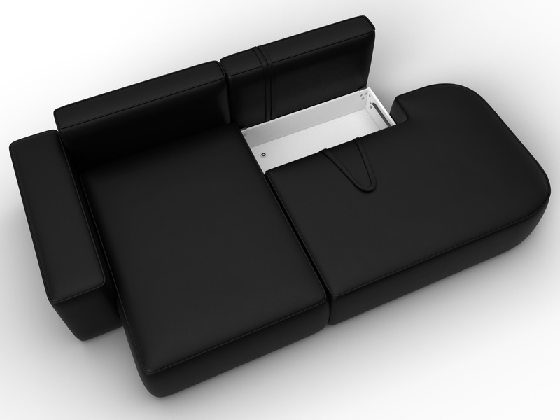 Диван угловой Лига-065 угол левый, Экокожа, GRIFON 18 черный