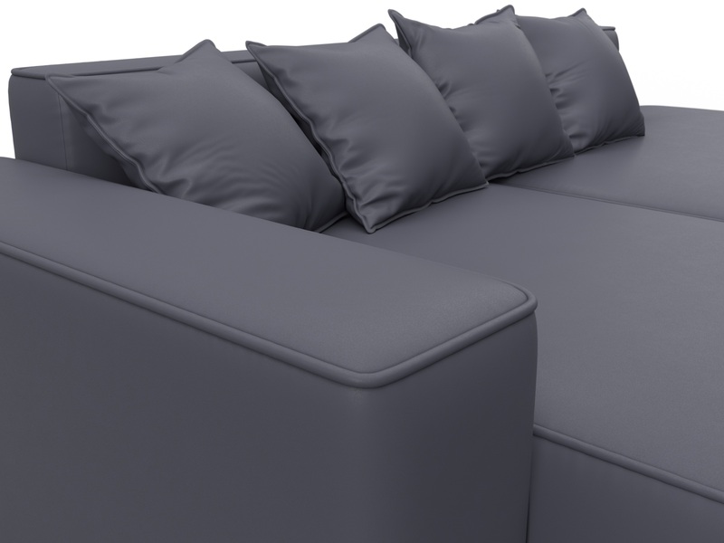 Диван угловой Лига-065 угол левый, Экокожа, GRIFON 15 серый