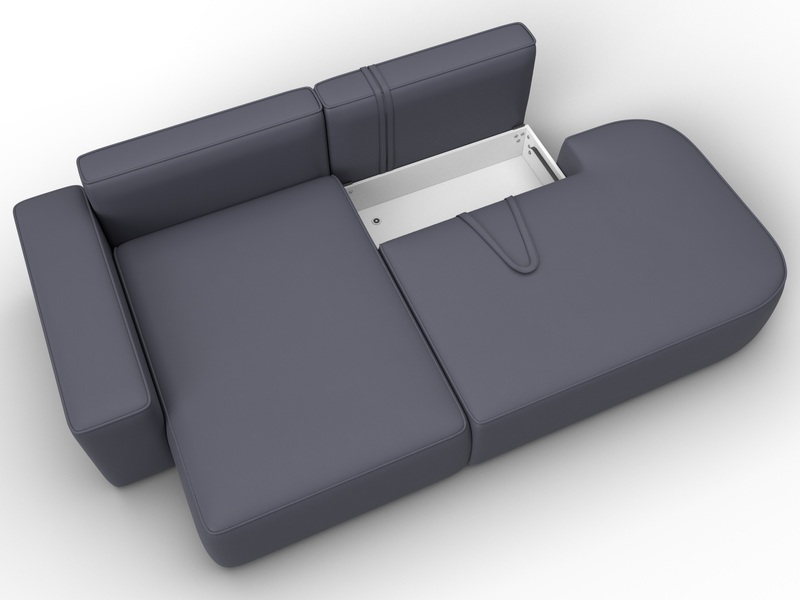 Диван угловой Лига-065 угол левый, Экокожа, GRIFON 15 серый