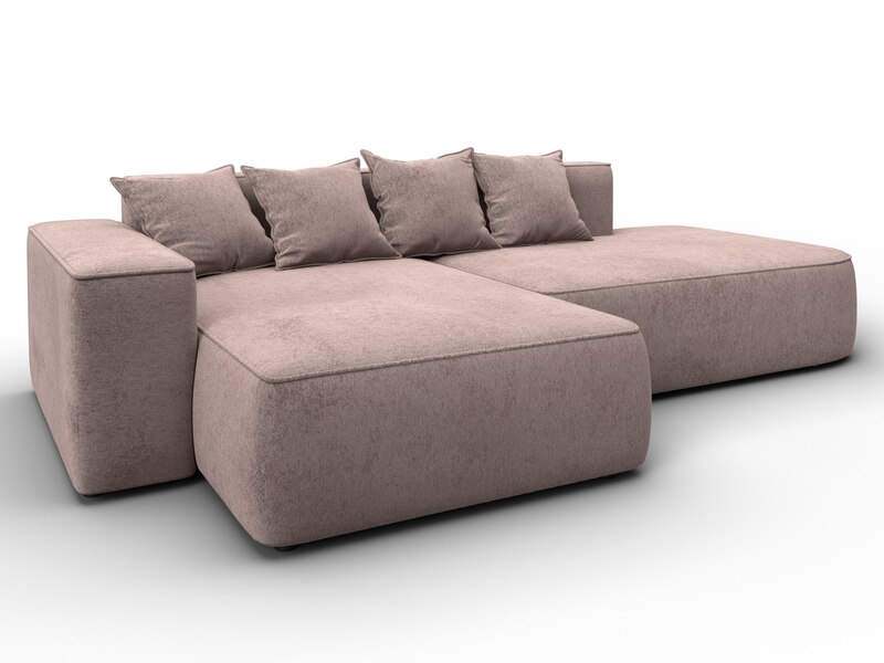 Диван угловой Лига-065 угол левый, Велюр, TOWER 05 бежевый