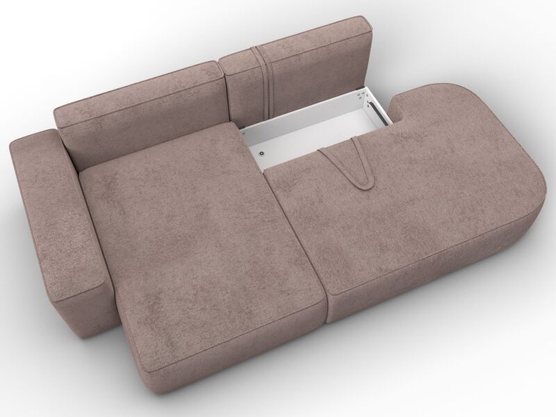 Диван угловой Лига-065 угол левый, Велюр, TOWER 05 бежевый