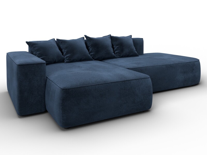 Диван угловой Лига-065 угол левый, Велюр, TOWER 13 синий