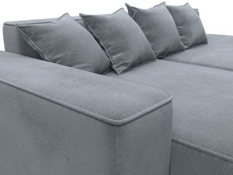 Диван угловой Лига-065 угол левый, Велюр, TOWER 10 серый