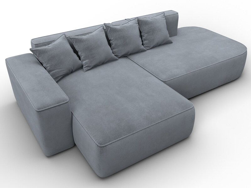 Диван угловой Лига-065 угол левый, Велюр, TOWER 10 серый