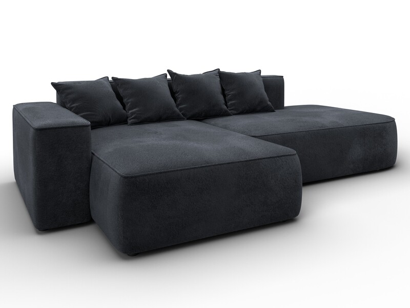 Диван угловой Лига-065 угол левый, Велюр, TOWER 11 темно-серый