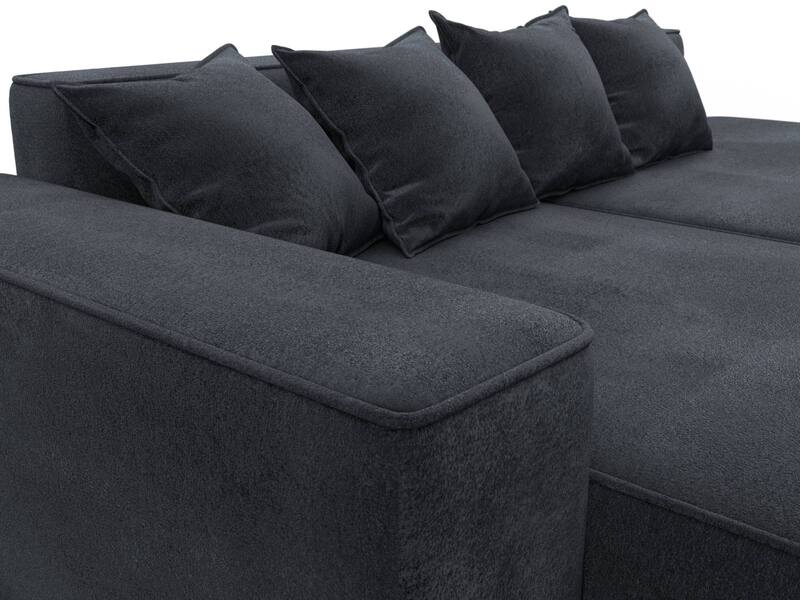 Диван угловой Лига-065 угол левый, Велюр, TOWER 11 темно-серый