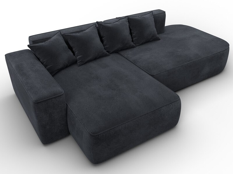 Диван угловой Лига-065 угол левый, Велюр, TOWER 11 темно-серый
