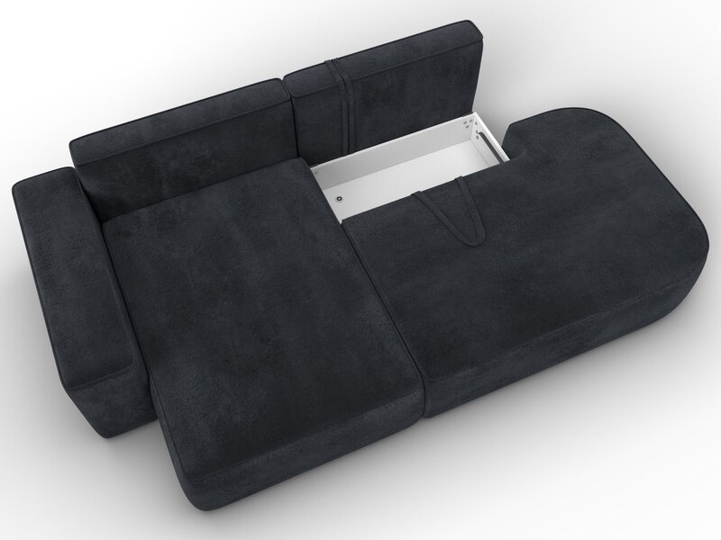 Диван угловой Лига-065 угол левый, Велюр, TOWER 11 темно-серый