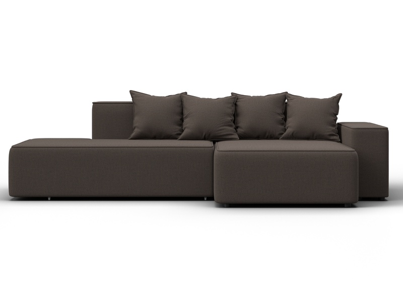 Диван угловой Лига-079 угол правый, Рогожка, Амур 05 коричневый