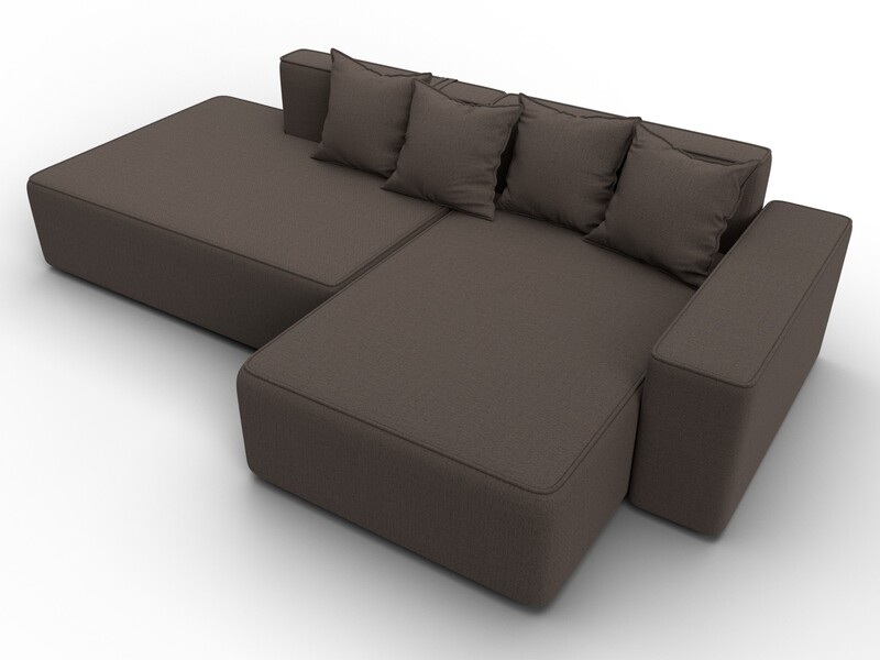 Диван угловой Лига-079 угол правый, Рогожка, Амур 05 коричневый