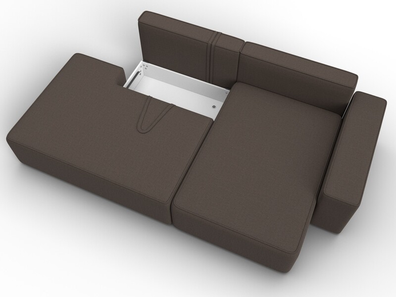 Диван угловой Лига-079 угол правый, Рогожка, Амур 05 коричневый