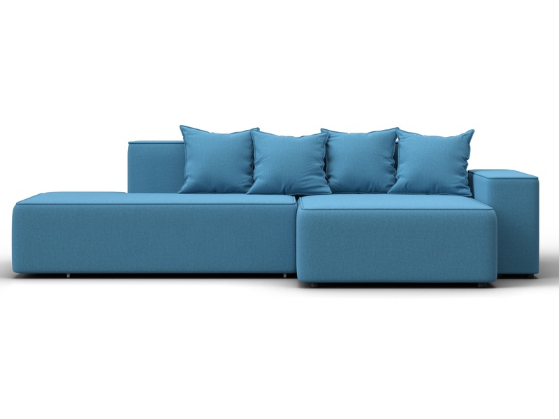 Диван угловой Лига-079 угол правый, Рогожка, Амур 10 голубой