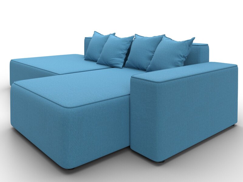 Диван угловой Лига-079 угол правый, Рогожка, Амур 10 голубой