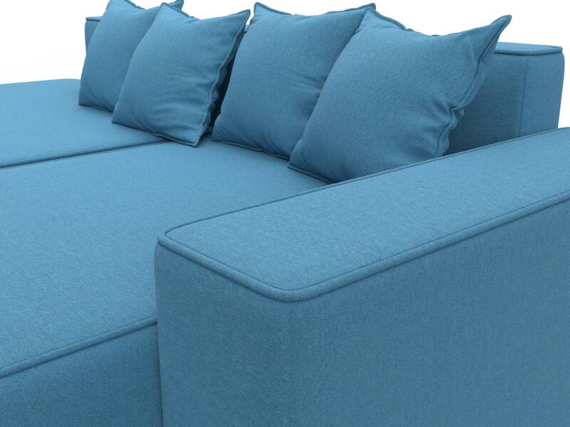 Диван угловой Лига-079 угол правый, Рогожка, Амур 10 голубой