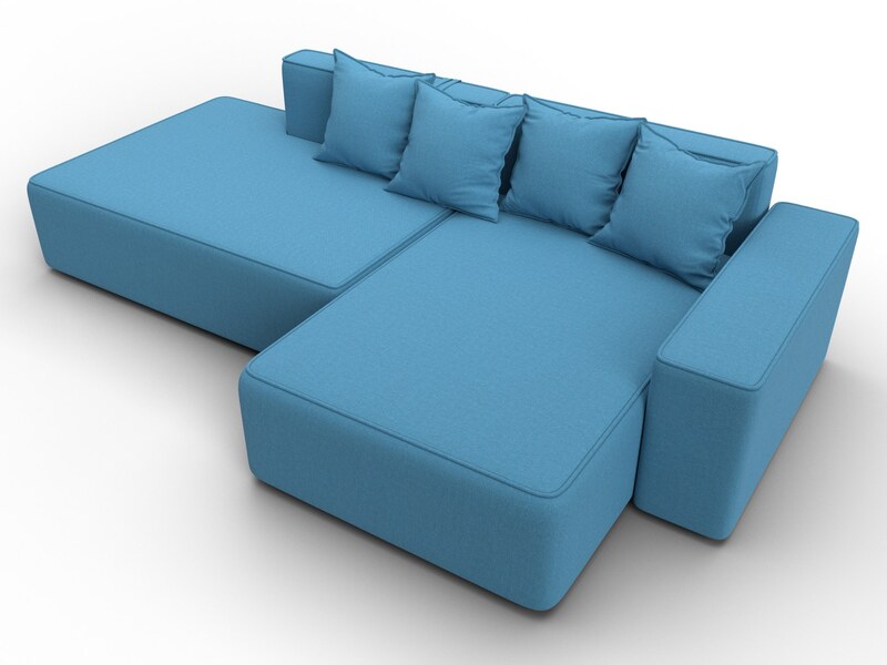 Диван угловой Лига-079 угол правый, Рогожка, Амур 10 голубой