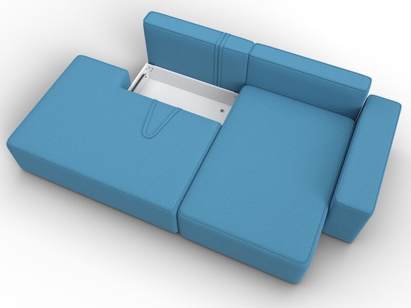 Диван угловой Лига-079 угол правый, Рогожка, Амур 10 голубой