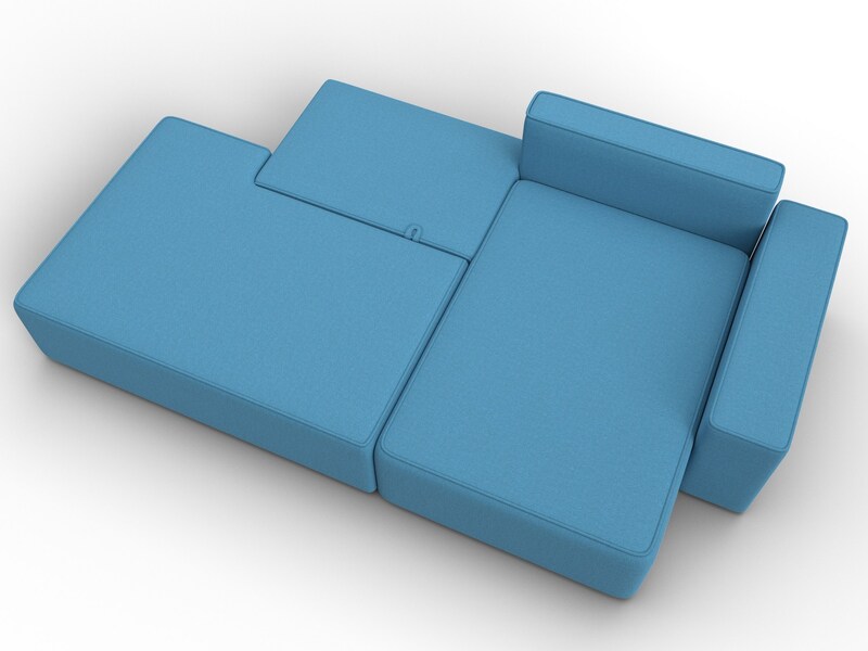 Диван угловой Лига-079 угол правый, Рогожка, Амур 10 голубой