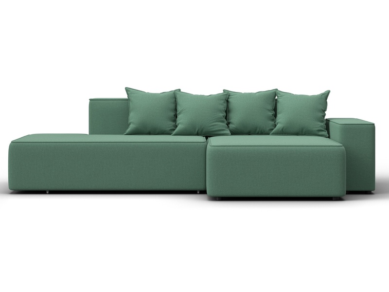 Диван угловой Лига-079 угол правый, Рогожка, Амур 11 зеленый