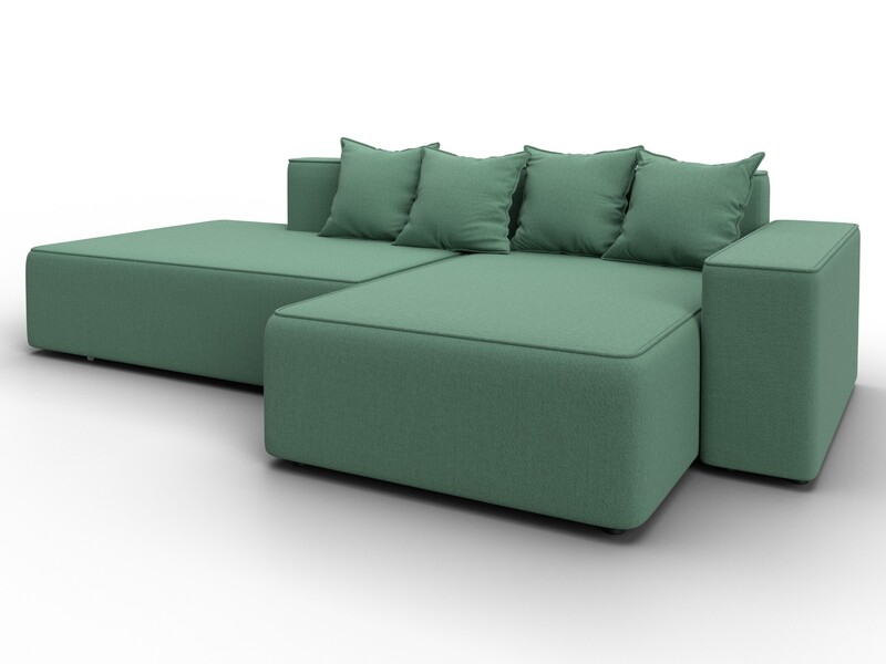 Диван угловой Лига-079 угол правый, Рогожка, Амур 11 зеленый