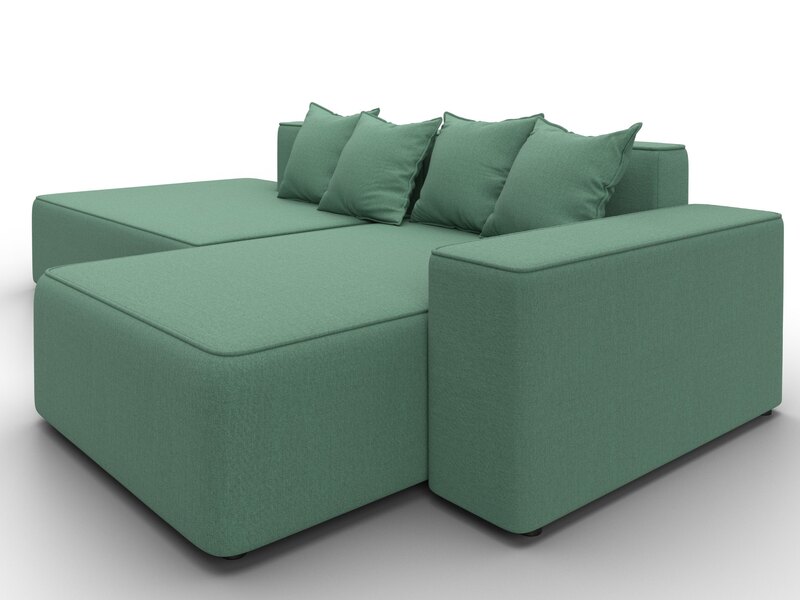 Диван угловой Лига-079 угол правый, Рогожка, Амур 11 зеленый