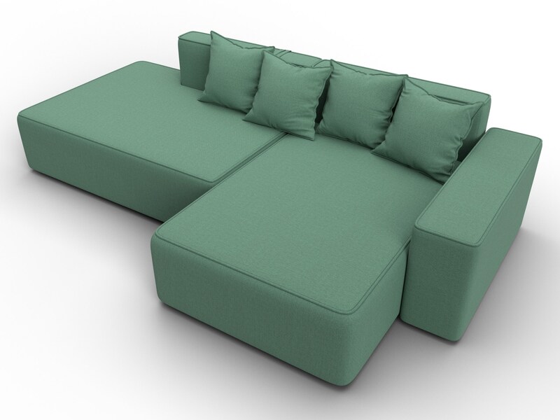 Диван угловой Лига-079 угол правый, Рогожка, Амур 11 зеленый