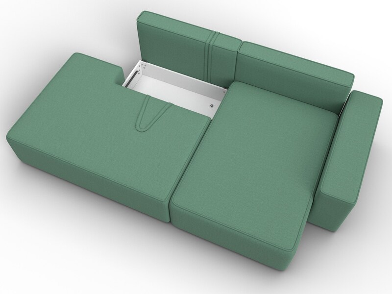 Диван угловой Лига-079 угол правый, Рогожка, Амур 11 зеленый