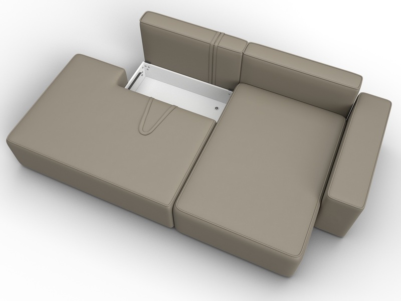 Диван угловой Лига-079 угол правый, Экокожа, GRIFON 04 бежевый