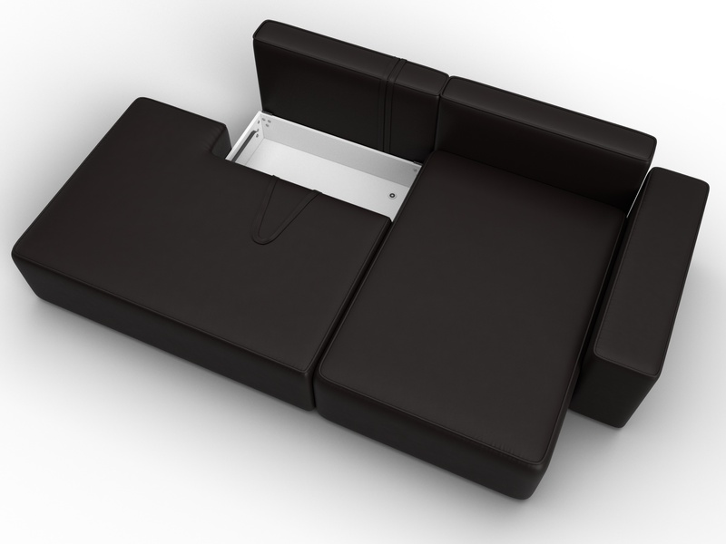 Диван угловой Лига-079 угол правый, Экокожа, GRIFON 12 коричневый