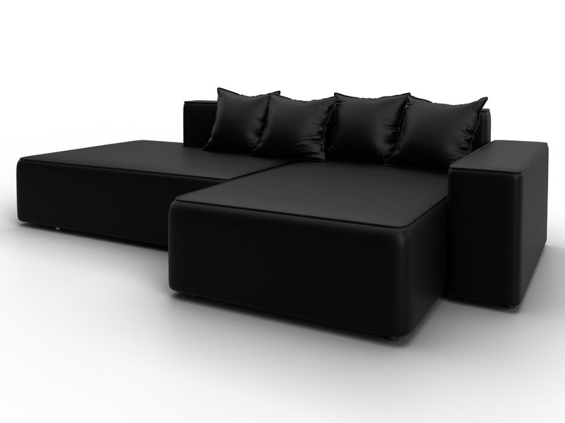 Диван угловой Лига-079 угол правый, Экокожа, GRIFON 18 черный