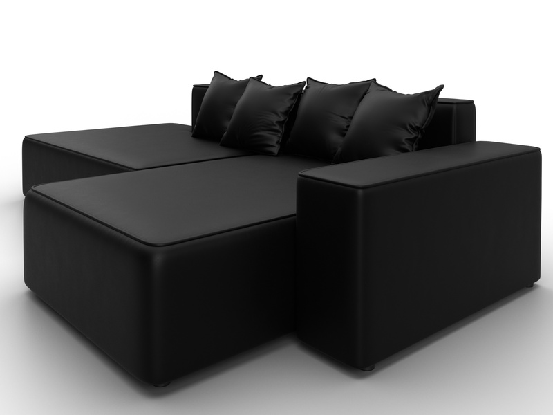 Диван угловой Лига-079 угол правый, Экокожа, GRIFON 18 черный