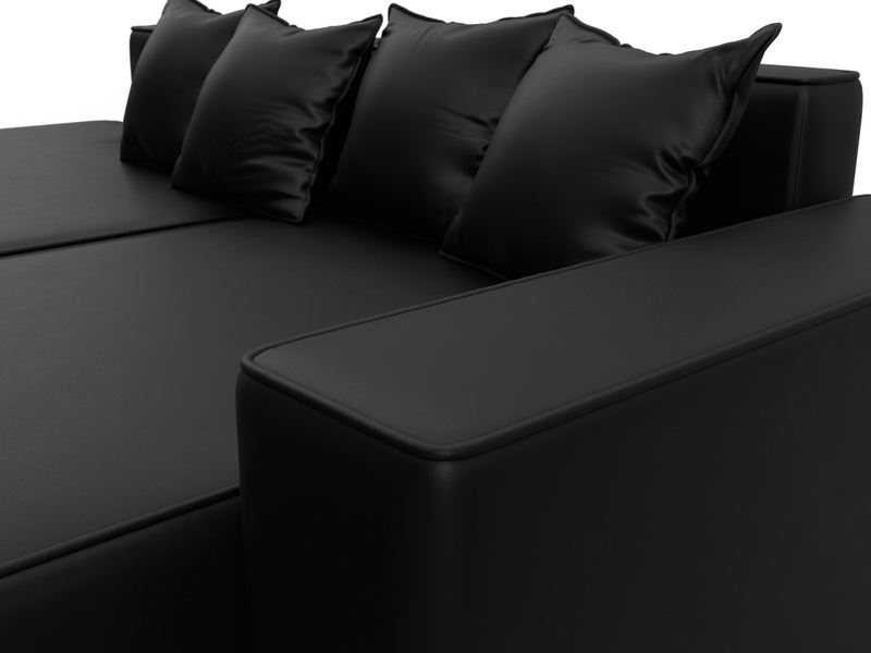 Диван угловой Лига-079 угол правый, Экокожа, GRIFON 18 черный