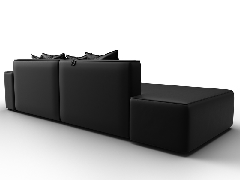 Диван угловой Лига-079 угол правый, Экокожа, GRIFON 18 черный