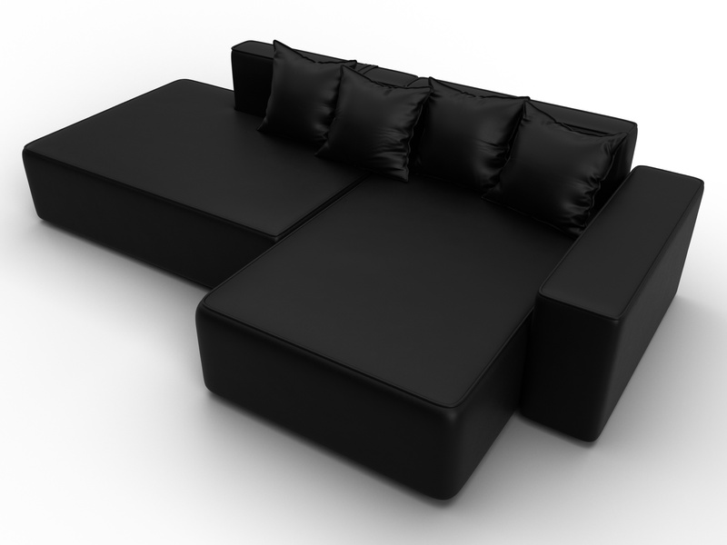 Диван угловой Лига-079 угол правый, Экокожа, GRIFON 18 черный