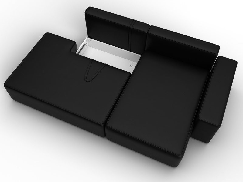 Диван угловой Лига-079 угол правый, Экокожа, GRIFON 18 черный