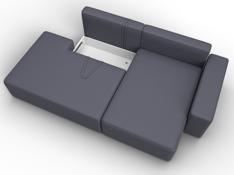 Диван угловой Лига-079 угол правый, Экокожа, GRIFON 15 серый