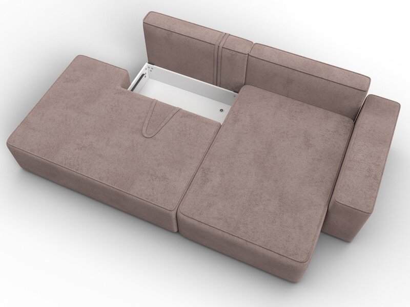 Диван угловой Лига-079 угол правый, Велюр, TOWER 05 бежевый