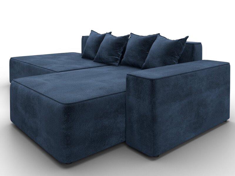 Диван угловой Лига-079 угол правый, Велюр, TOWER 13 синий