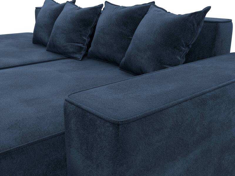 Диван угловой Лига-079 угол правый, Велюр, TOWER 13 синий