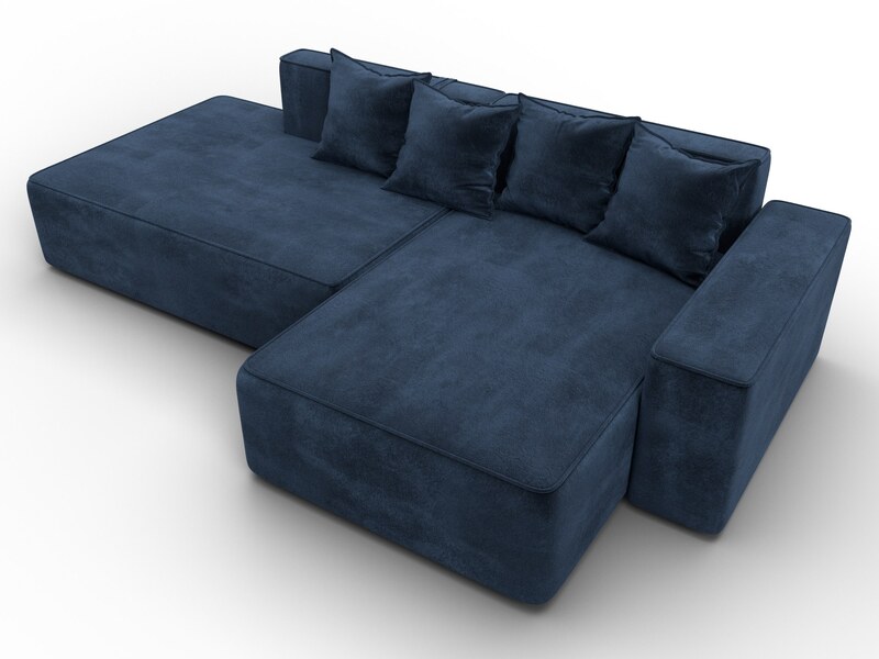 Диван угловой Лига-079 угол правый, Велюр, TOWER 13 синий