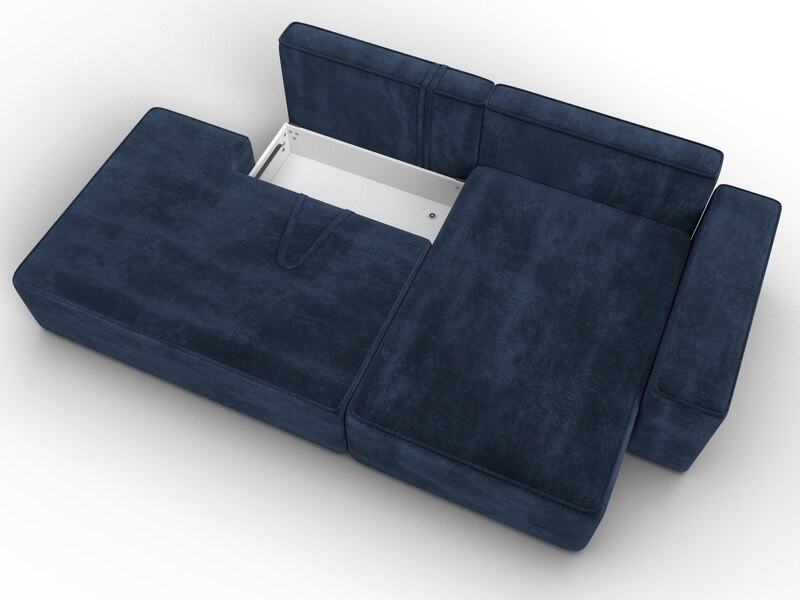 Диван угловой Лига-079 угол правый, Велюр, TOWER 13 синий