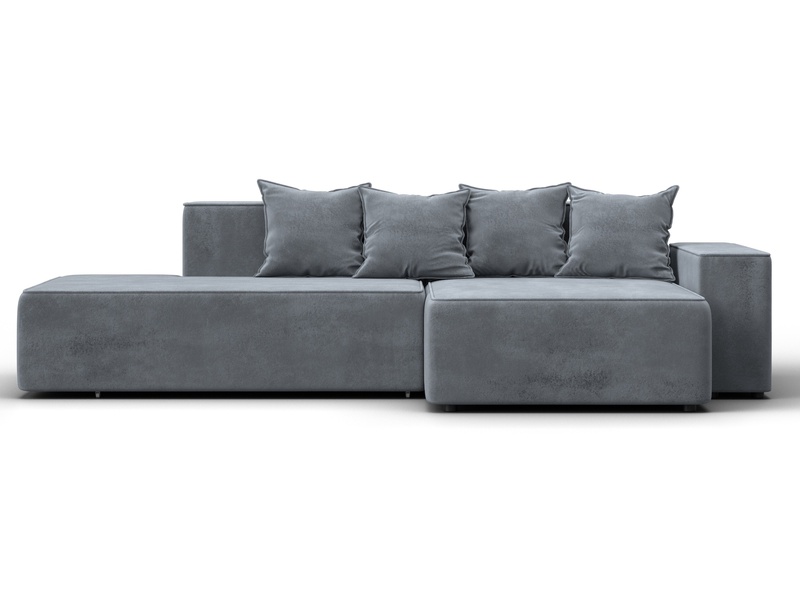 Диван угловой Лига-079 угол правый, Велюр, TOWER 10 серый