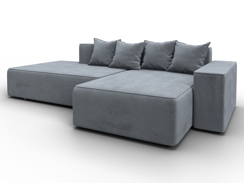 Диван угловой Лига-079 угол правый, Велюр, TOWER 10 серый
