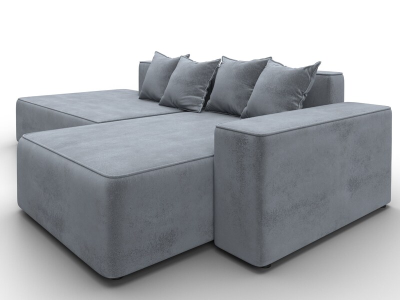 Диван угловой Лига-079 угол правый, Велюр, TOWER 10 серый